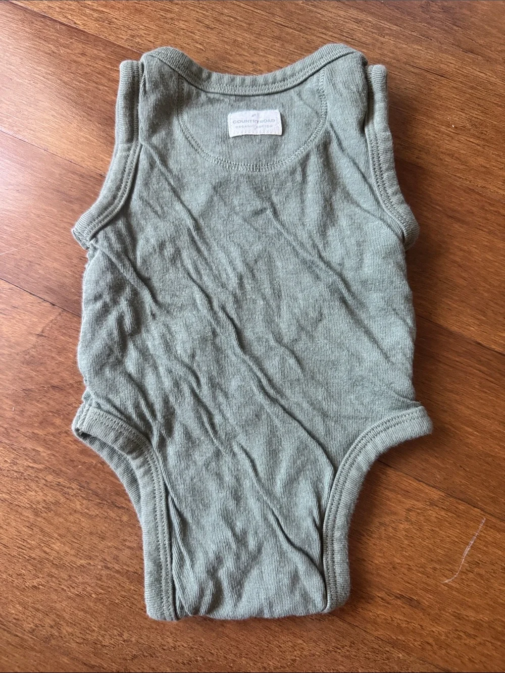 Country Road organic cotton Olive-Style Sleeveless Baby Bodysuit